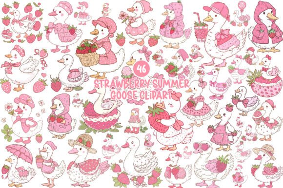 Charming Summer Goose Clipart: A Designer's Playful Asset