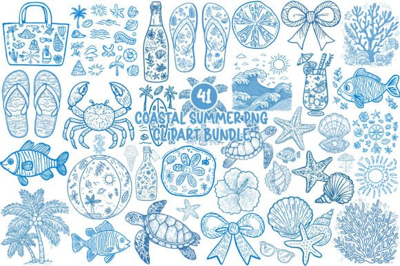 Coastal Summer Png Clipart Bundle: Your Design Toolkit