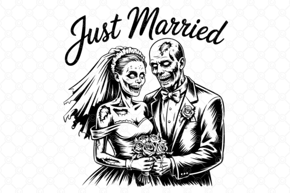 Crafting a Hauntingly Perfect Celebration with Just Married SVG, Zombie Wedding, 01