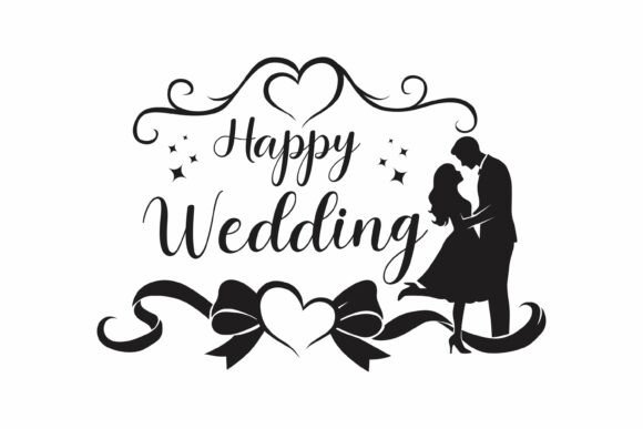 Crafting Romance: The Happy Wedding Couple Silhouette