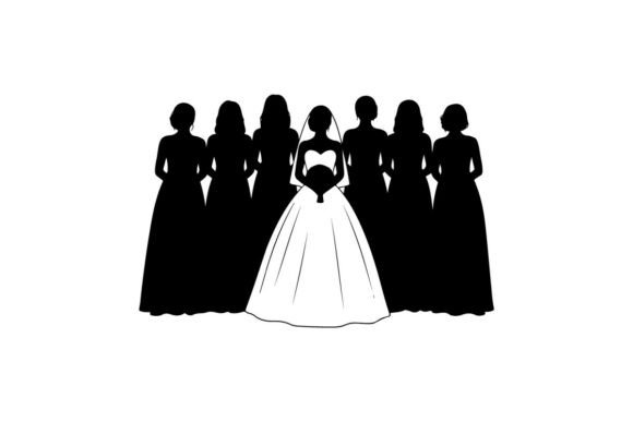 Elegant Bridal Party Silhouettes for Wedding Designs