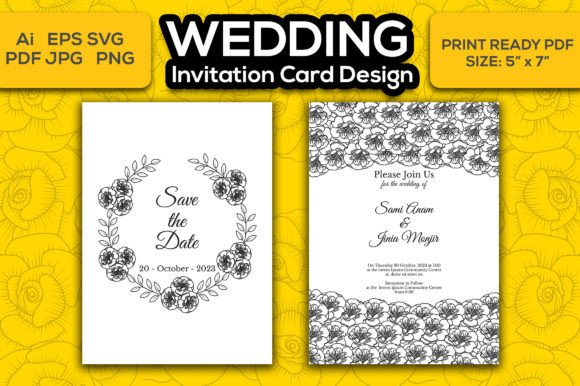 Elegant Floral Wedding Card Design SVG & PNG Files