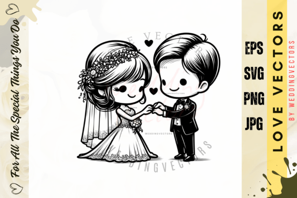 Elegant Line Art for Your Wedding Story: C3953