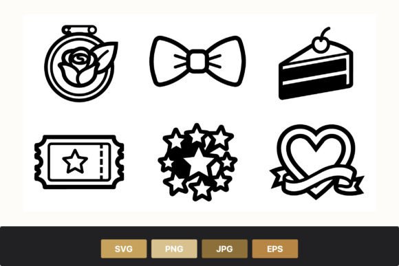 Elegant Monochrome: Styling with Wedding Theme Icons
