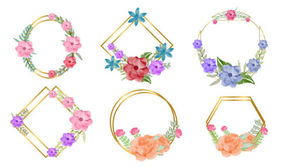 Elegant Watercolor Floral Frame Wedding Card Set
