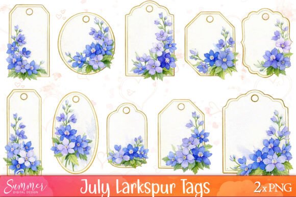 July Larkspur Tag Clipart: Elevate Your Summer Designs
