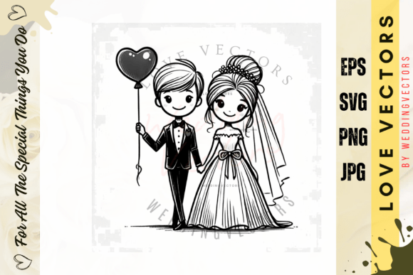 Wedding Couple and Love Vectors - C3956: Capturing Romance in Design