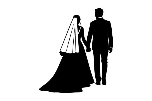 Wedding Couple Silhouette Vector Illustr: Design Essentials