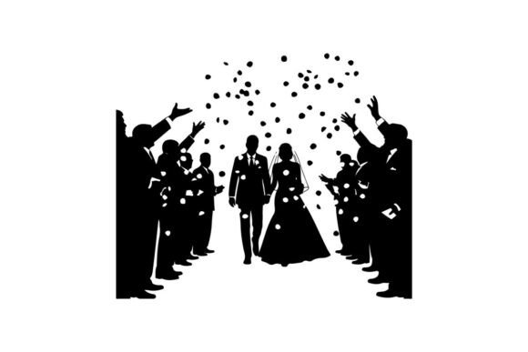 Wedding Couple Silhouette with Confetti: A Design Asset That Delivers