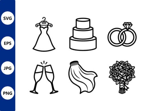 Wedding Line Art Icons Set: Elegant Vector Assets for Creators