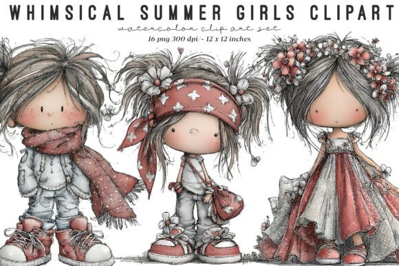 Whimsical Summer Girls Clipart: Your Design Toolkit